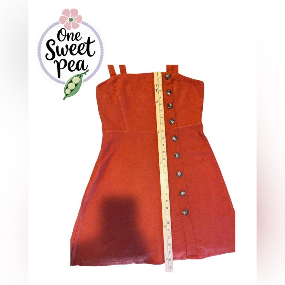Women's Rust Button-Detail Mini Dress - Picture 5 of 7